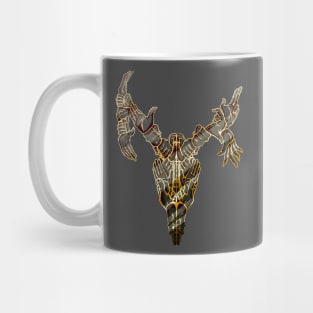 Psychedelic Deer Skull Made of Hands Black and Gold Metal Mug